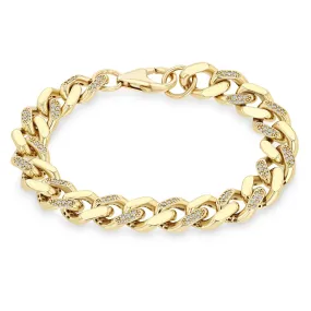 14k Gold & Alternating Pavé Diamond XL Curb Chain Bracelet