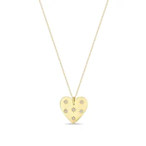 14k Scattered Star Set Diamonds Aura Heart Necklace