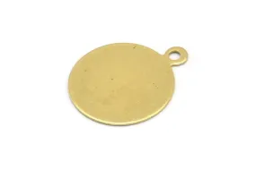 16mm Round Tag, 100 Raw Brass Round Tagswith 1 Loop (19x16x0.50mm) Brs 89 A0221