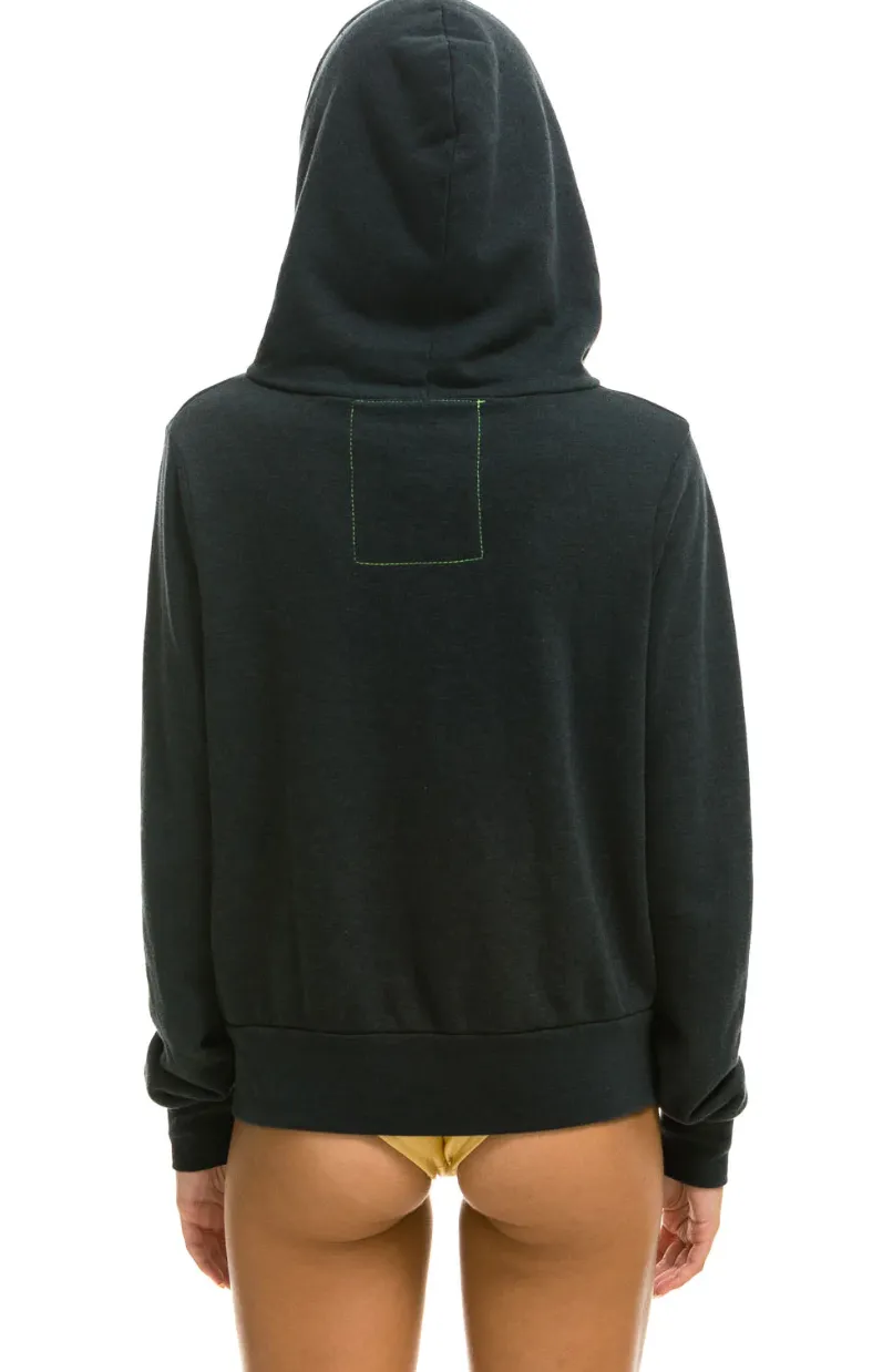 5 Stripe Zip Up Hoodie ~ Charcoal / Blue