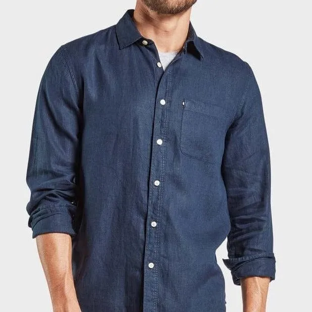 Academy Brand Men's Hampton Linen Long Sleeve Shirt - Navy