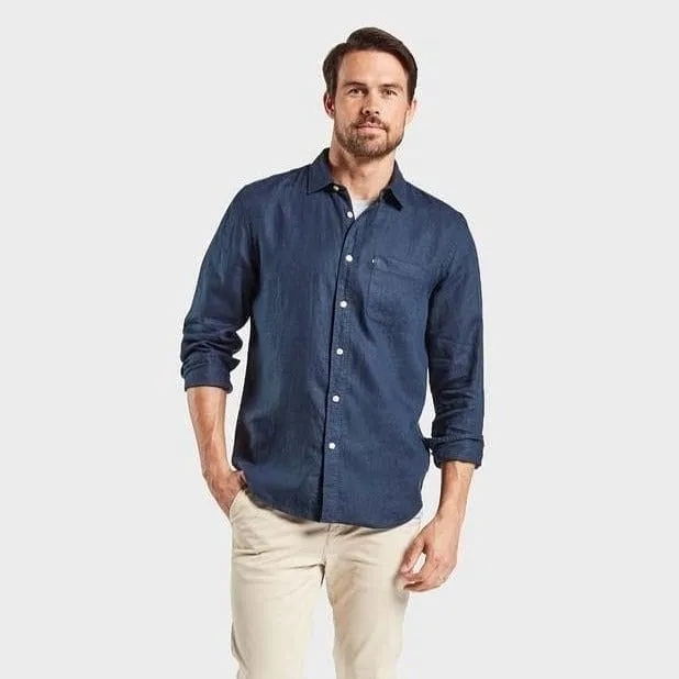 Academy Brand Men's Hampton Linen Long Sleeve Shirt - Navy