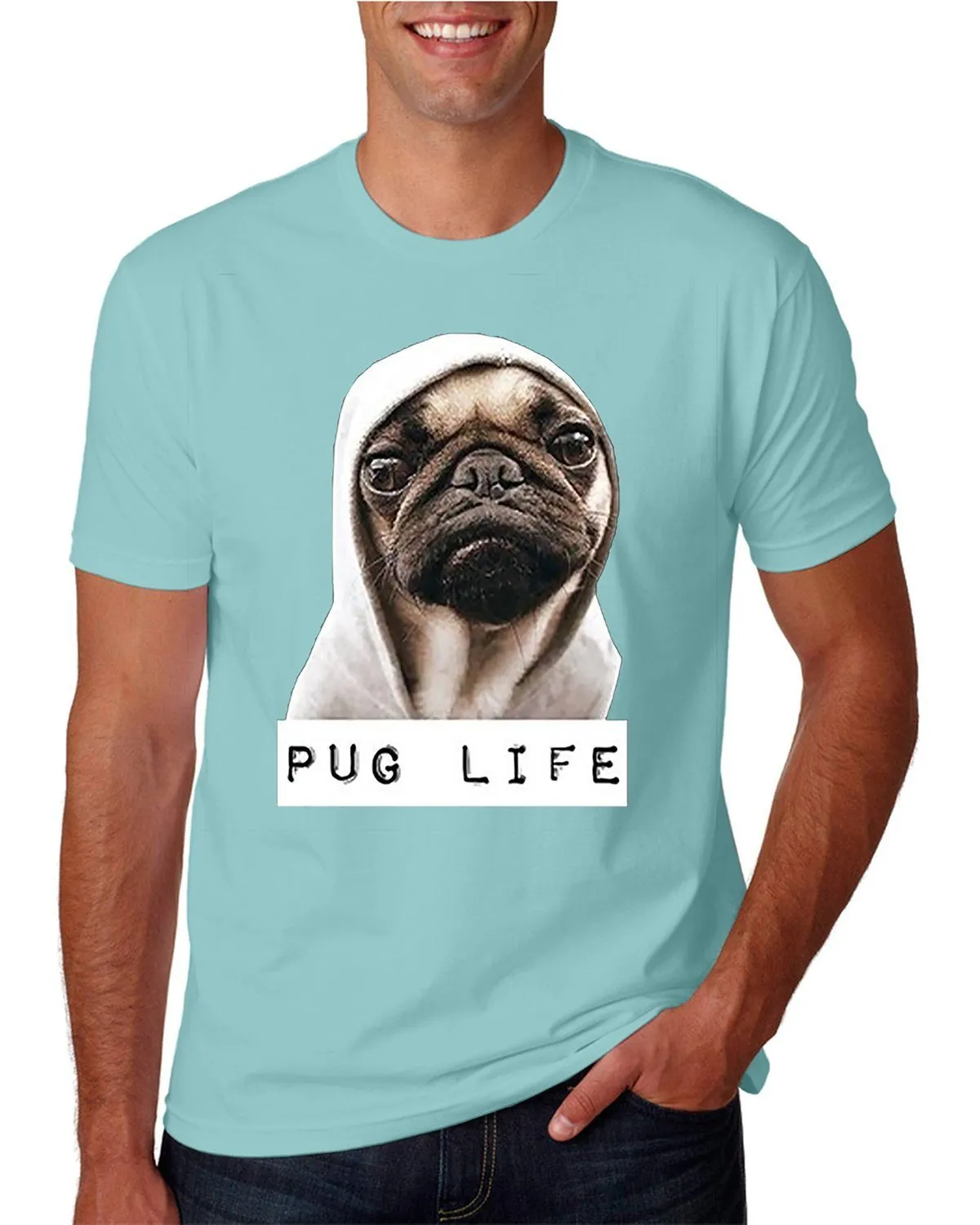 AFONiE Adult Unisex Pug Life Funny Thug Life T-Shirt