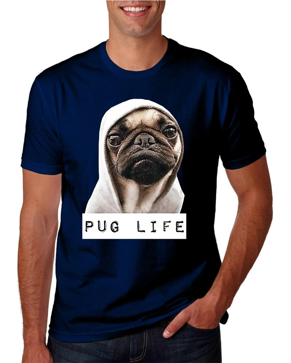 AFONiE Adult Unisex Pug Life Funny Thug Life T-Shirt