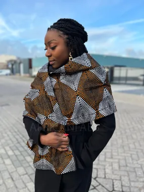 African print Winter scarf for Adults Unisex - Mustard / brown