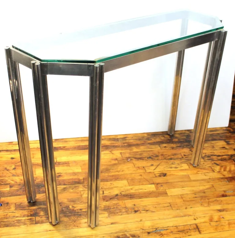 Alessandro Albrizzi Chrome Wall Console with Glass Top