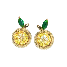 Années 60 Boucles d'oreilles Strass Agrumes