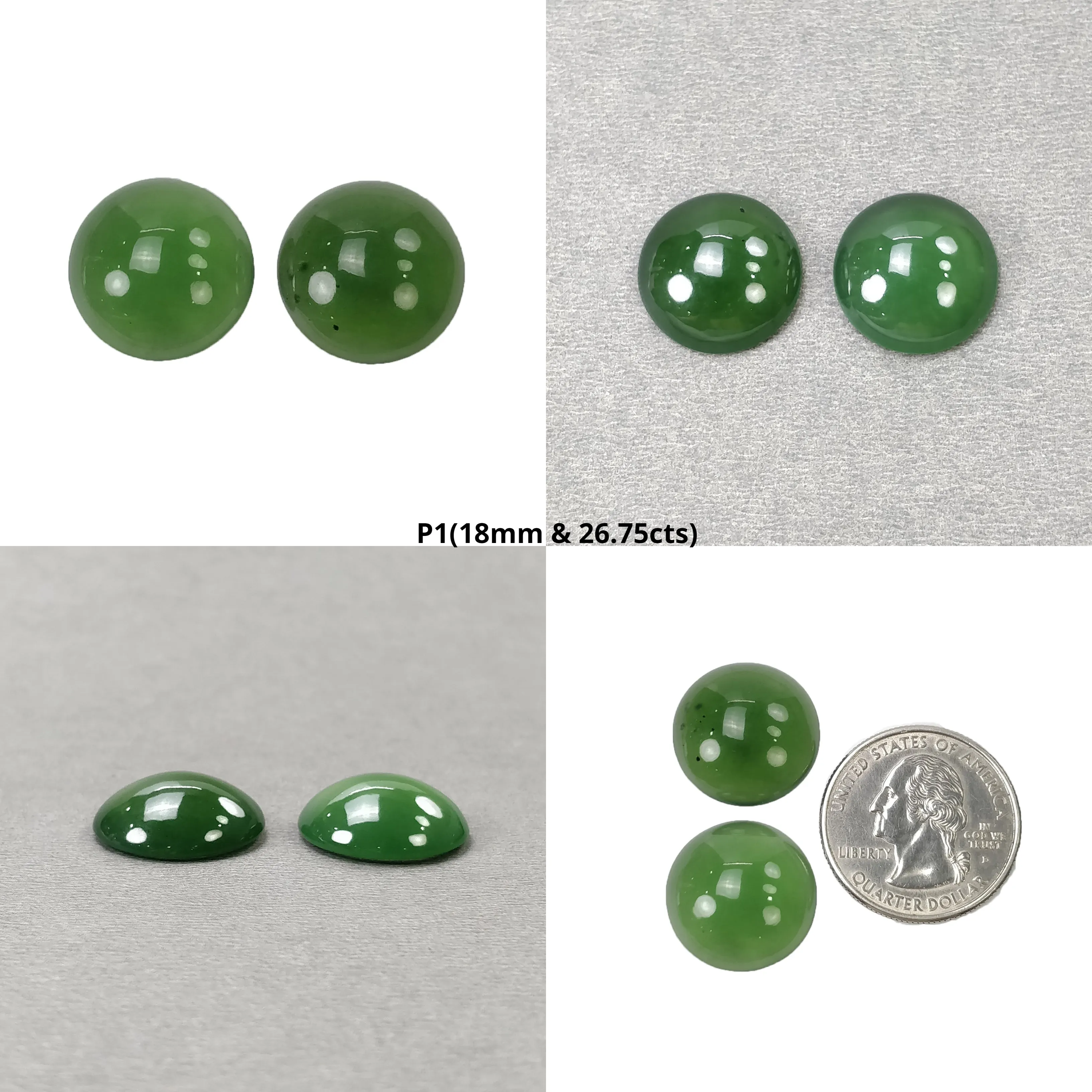 ANTIGORITE SERPENTINE Gemstone Cabochon : Natural Untreated Serpentine Round Shape Cabochon 18mm - 20mm Pair