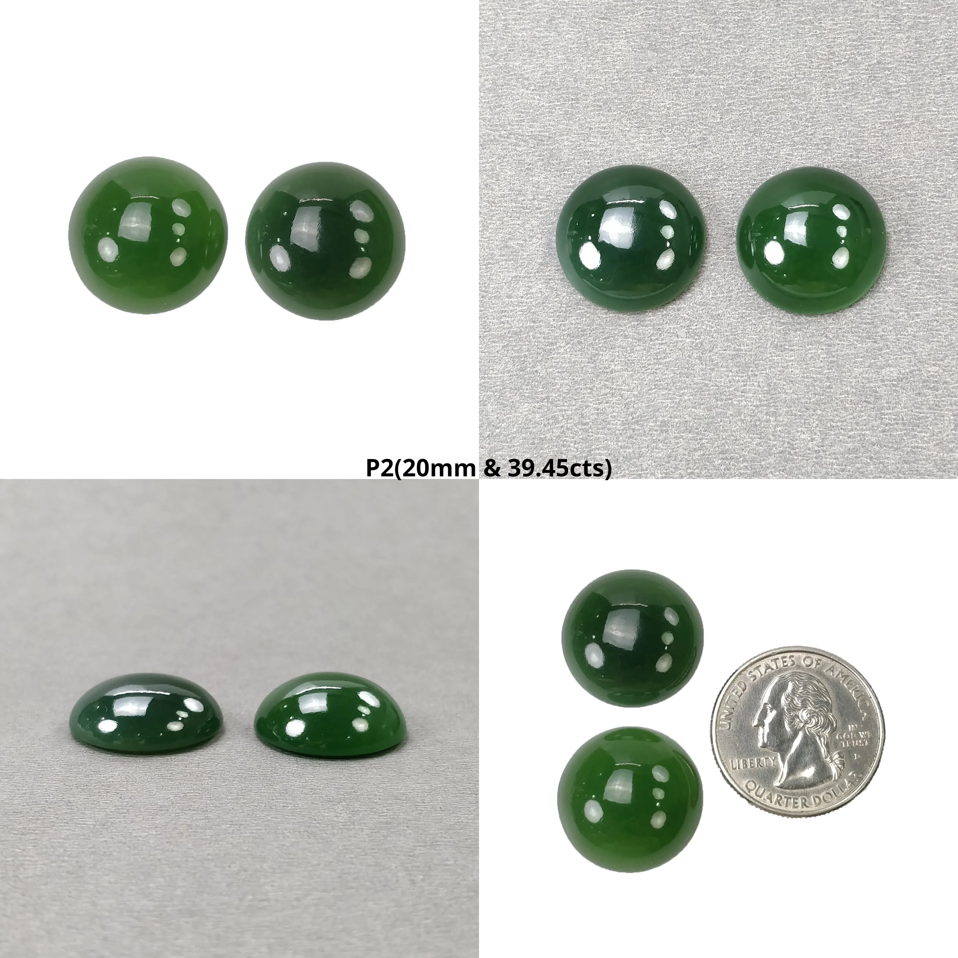 ANTIGORITE SERPENTINE Gemstone Cabochon : Natural Untreated Serpentine Round Shape Cabochon 18mm - 20mm Pair