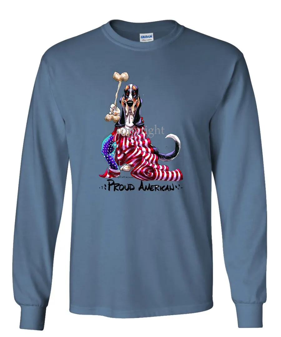 Basset Hound - Proud American - Long Sleeve T-Shirt