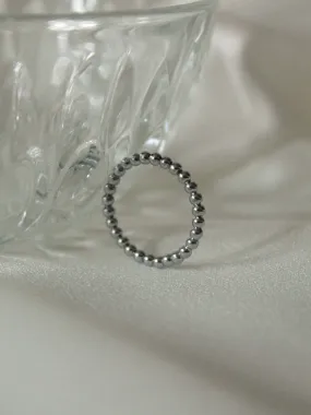 BEADED STACKING RING IN SILVER