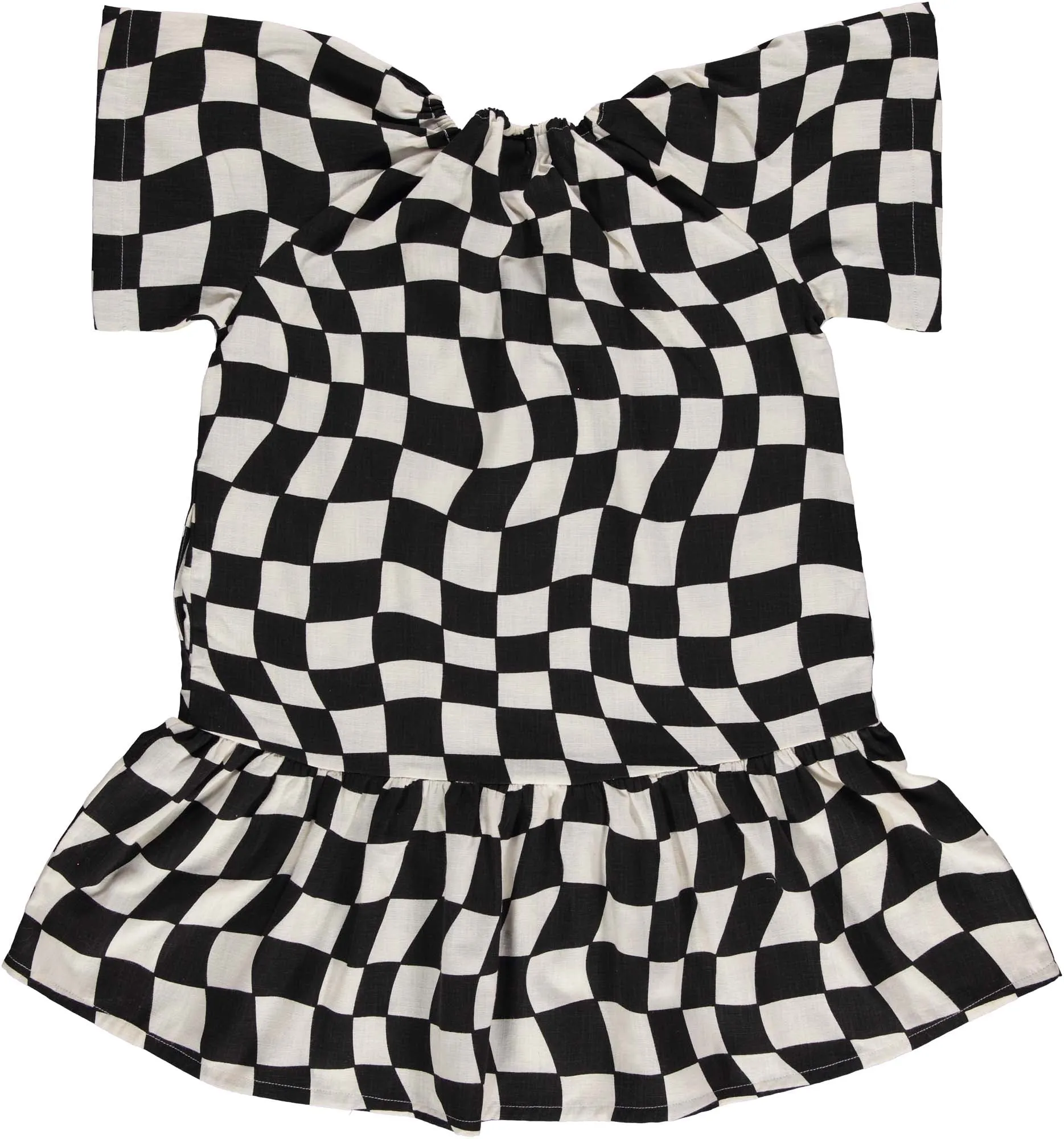 BEAU LOVES  Open Swimming Black Check Midi Dress