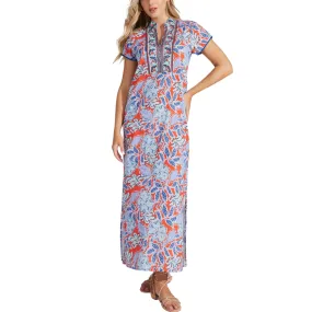 Bella Tu - Liz Cap Sleeve Red & Blue Caftan