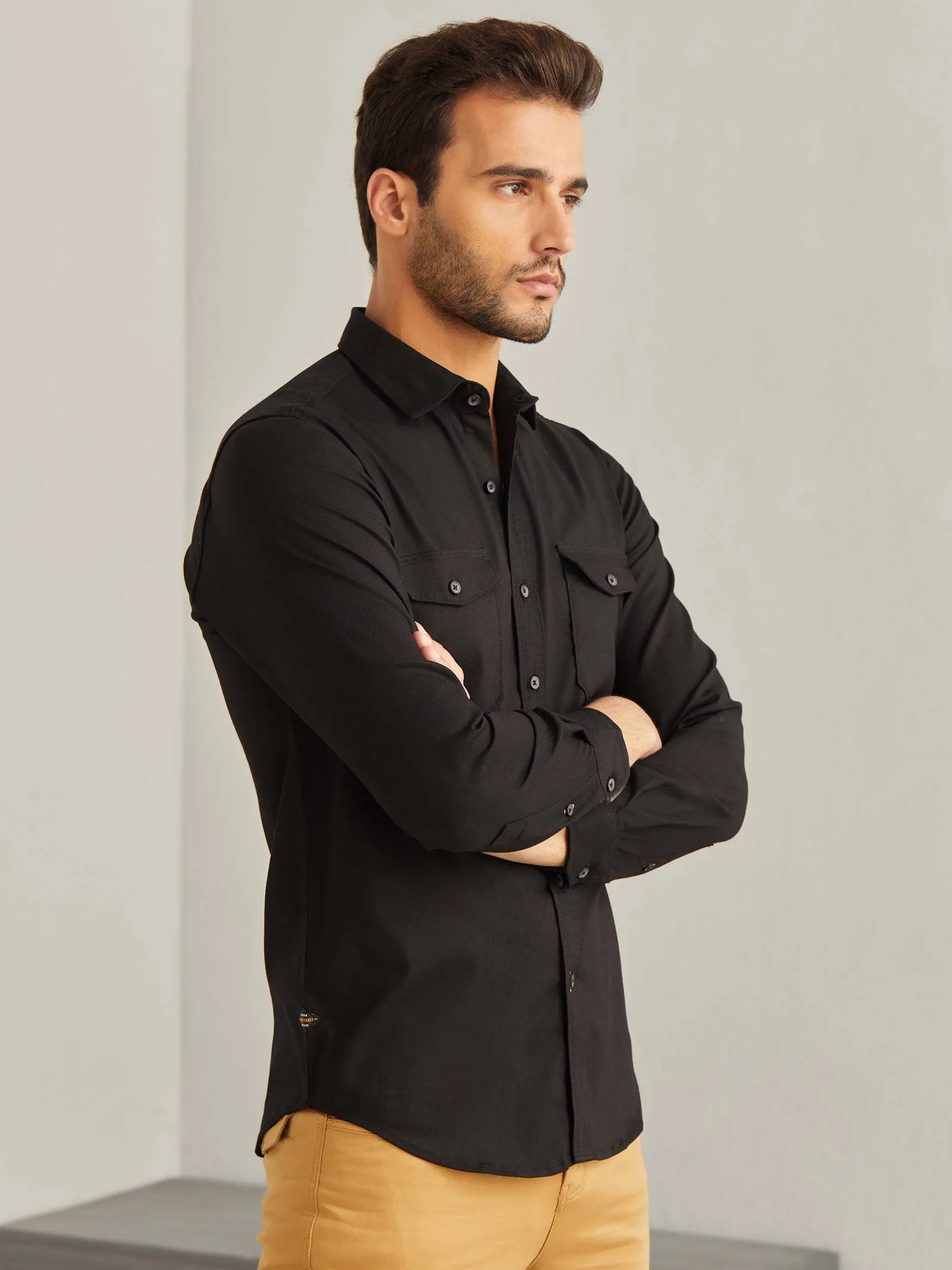 Black Power Stretch Cargo Shirt