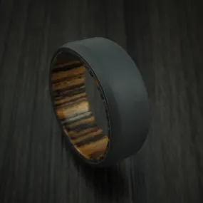 Black Titanium and Hardwood Sleeve Men's Ring Custom Made