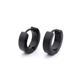 Black Titanium IP Stainless Steel Huggie Hoop Earrings - Medium