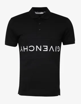 Black Upside Down Logo Polo T-Shirt