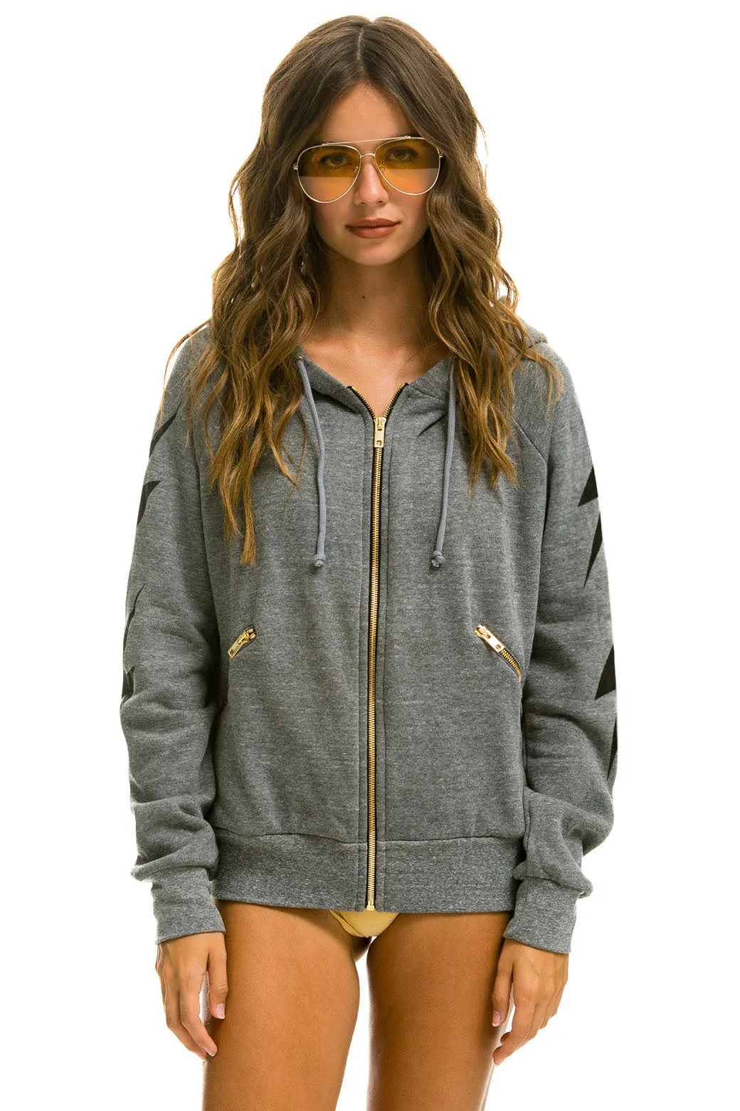 Bolt 4 Zip Hoodie Relaxed with Pockets ~ Heather Grey