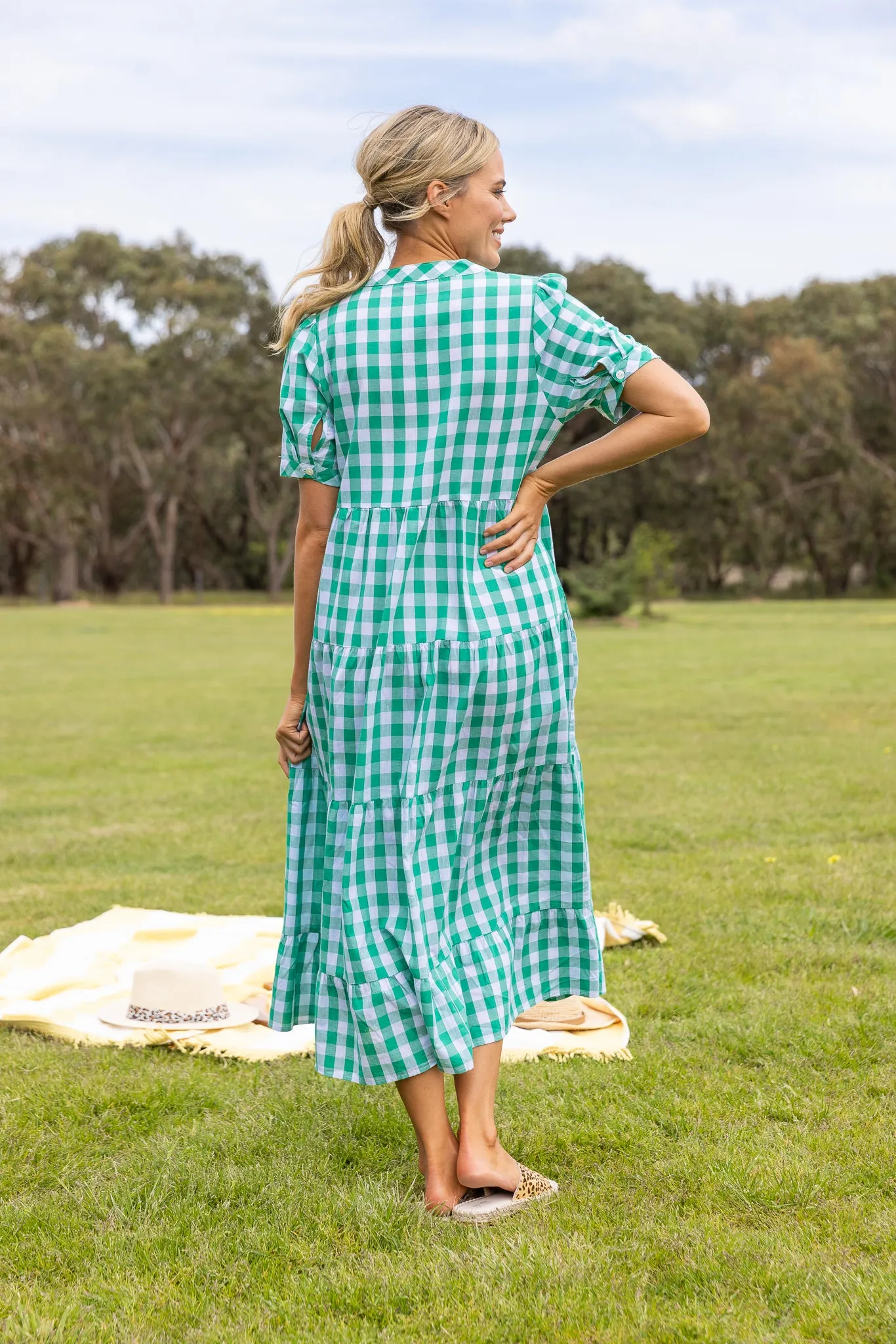 Caprice Dress - Green Gingham