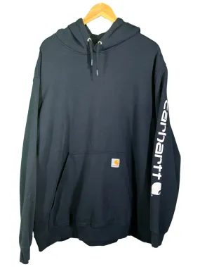 Carhartt Navy Blue Arm Spellout Classic Hoodie Size XXL