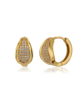 Carlton London Gold Plated Cz Contemporary Huggie Hoop Earring For Women