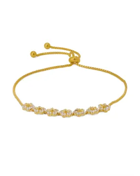 Carlton London Gold Plated-Cz Studded Flower Bolo Bracelet For Women