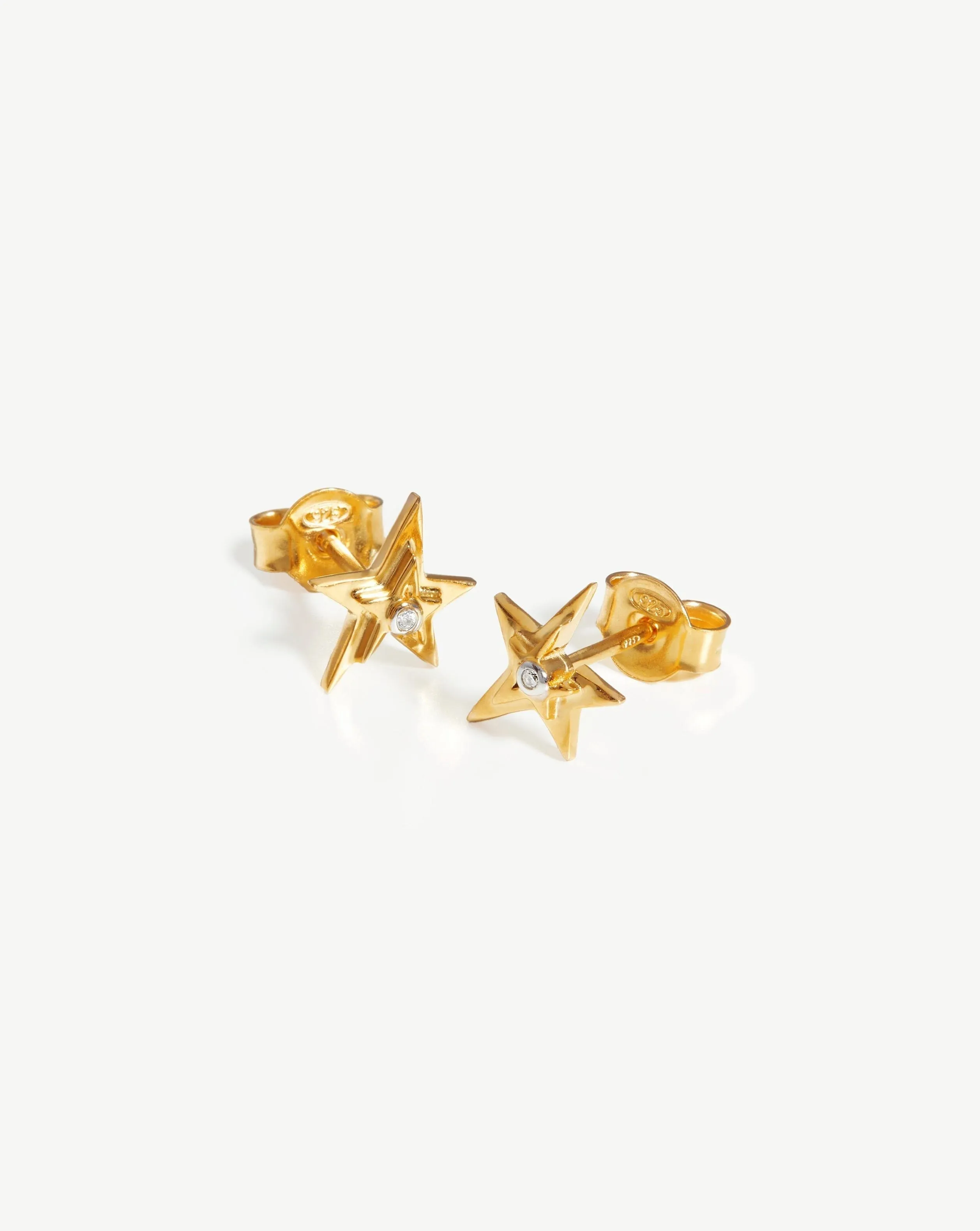 Celestial Single Stone Star Stud Earrings | 18ct Gold Plated Vermeil/Cubic Zirconia