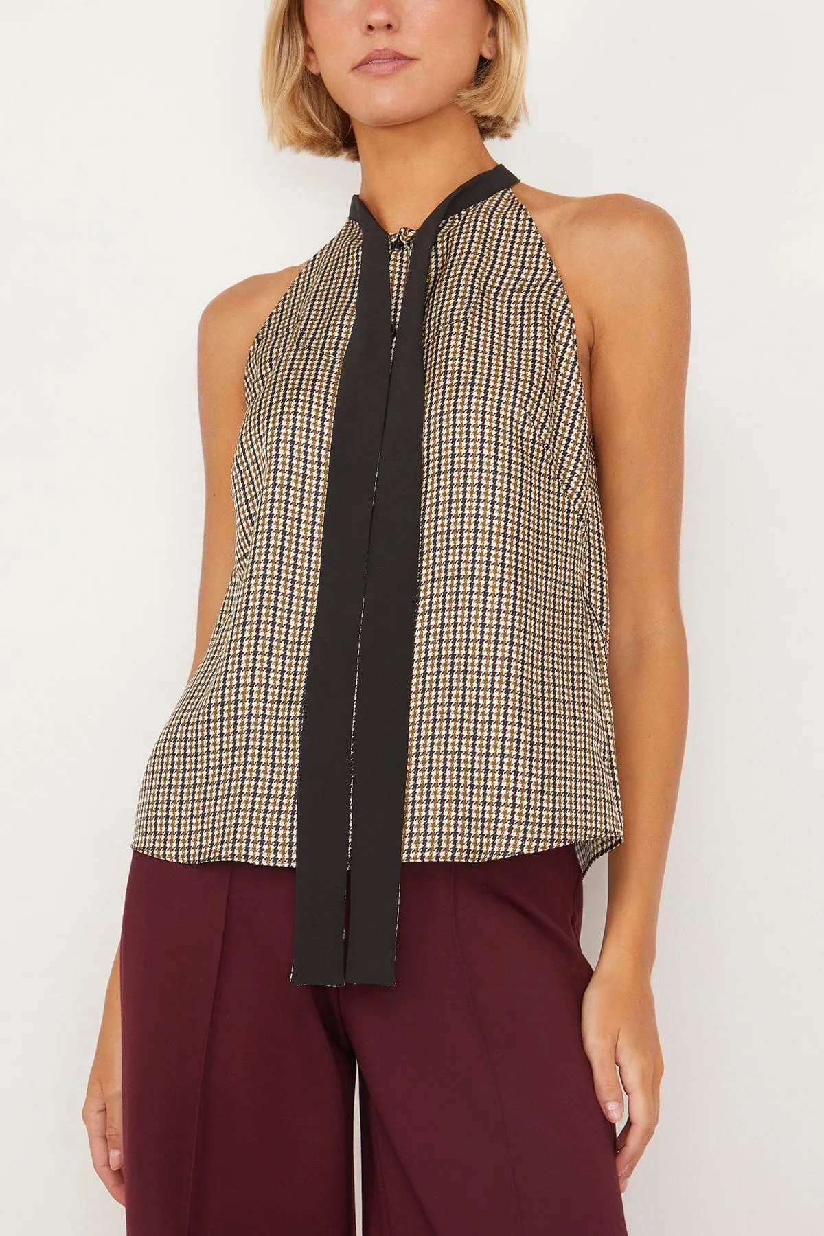 Checked Coolness Blouse in Pepita Mix Khaki