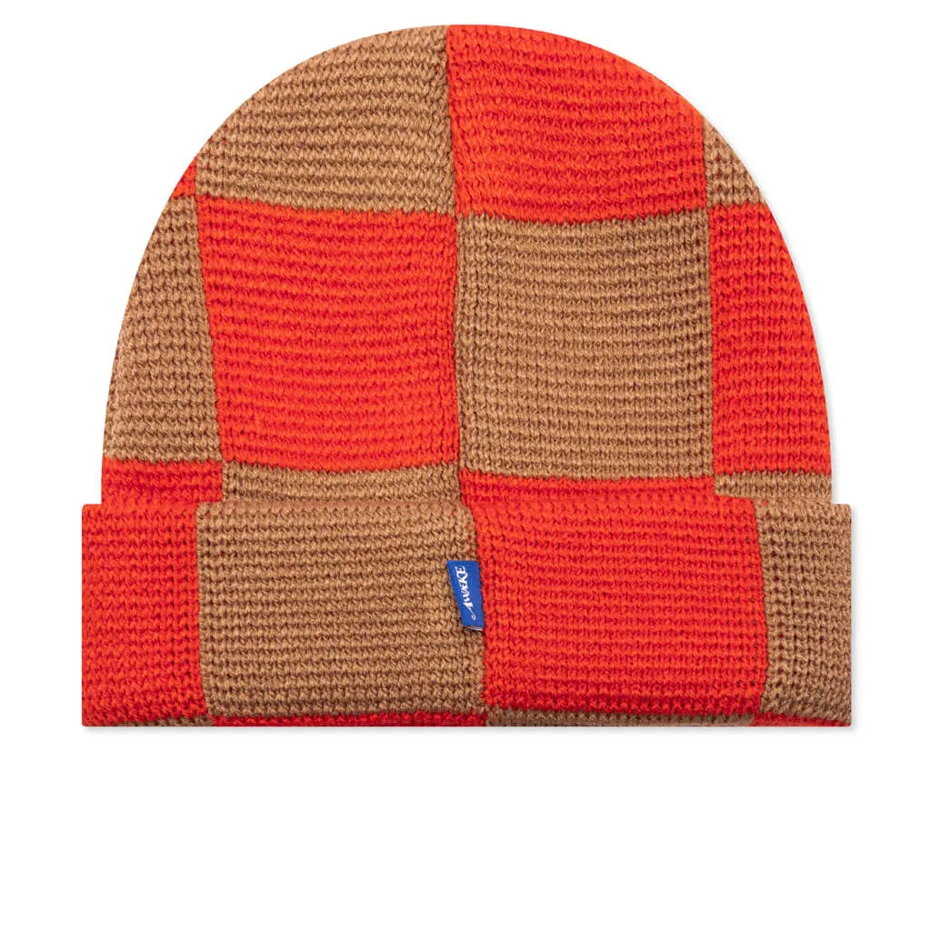 Checkerboard Beanie - Beige Multi