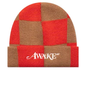 Checkerboard Beanie - Beige Multi