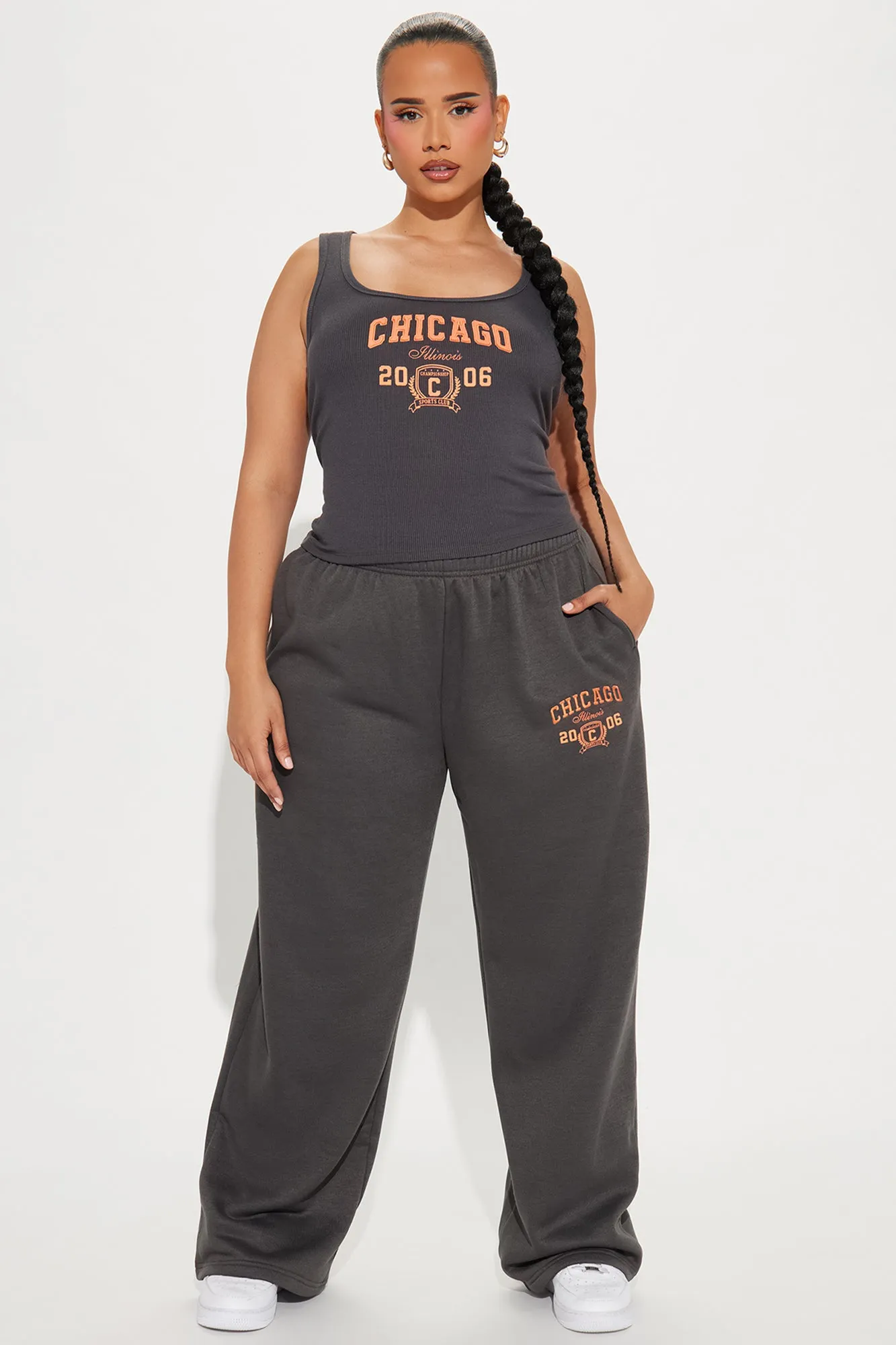 Chi Town Fleece Pant Set - Charcoal/combo