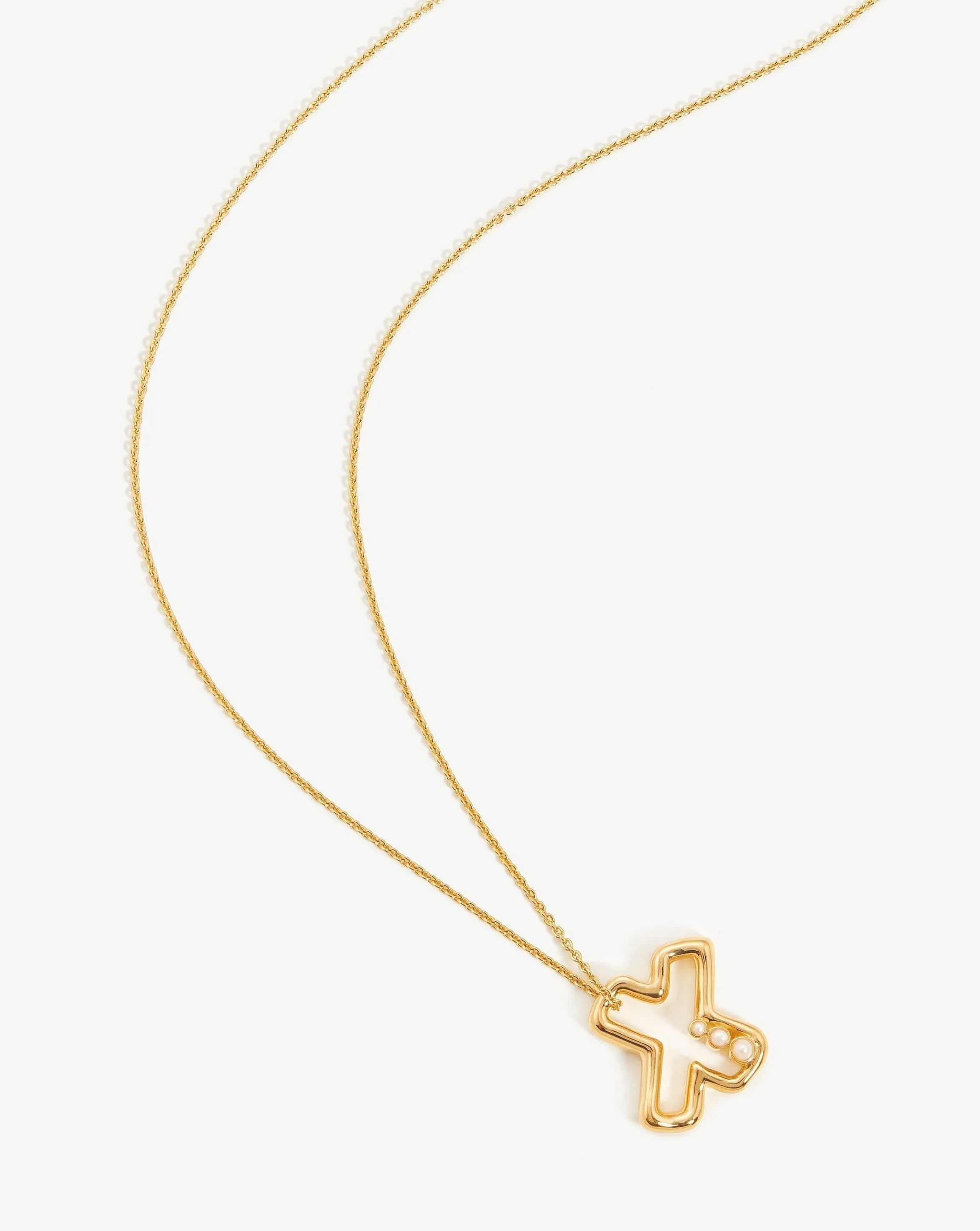 Chubby Pearl Initial Pendant Necklace  - Initial X | 18ct Gold Plated Vermeil/Pearl