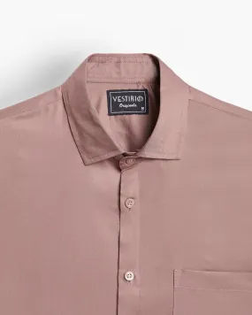 Classic Copper Rose Full Sleeve Plain Satin Shirt For Men