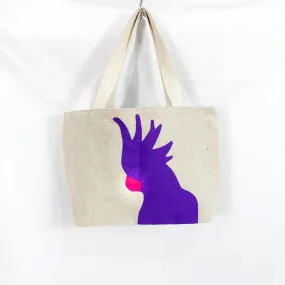 Cockatoo Jute Tote Bag in Purple