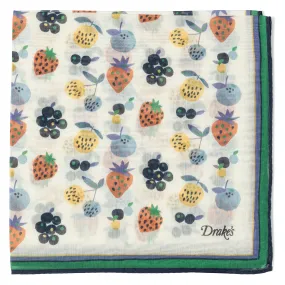 Cotton/Silk Berry Print Pocket Square