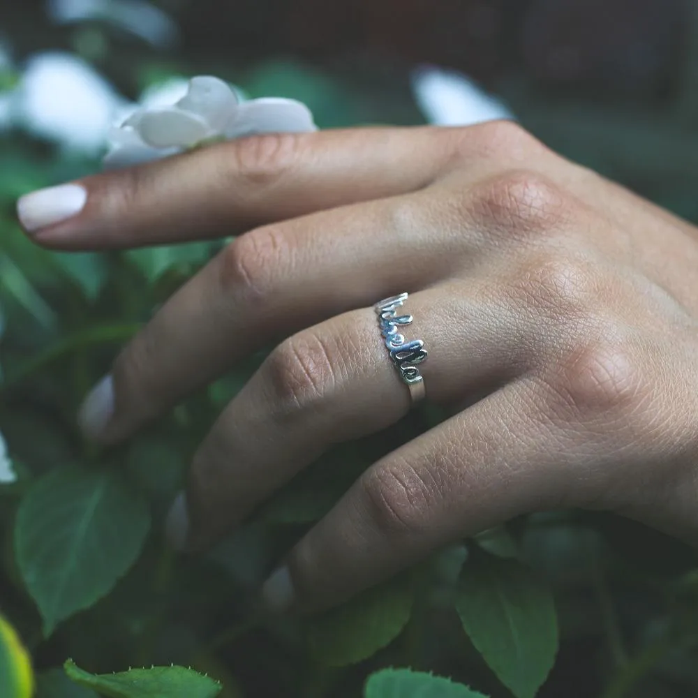 Dainty Script Name Ring