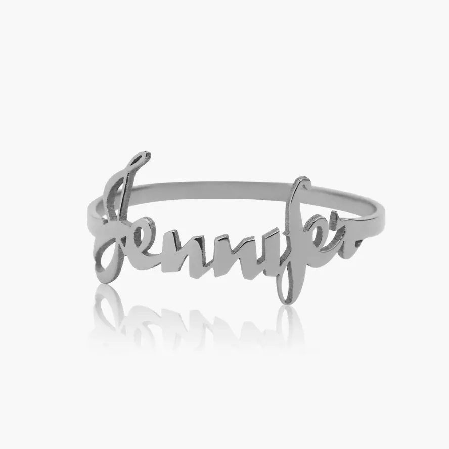 Dainty Script Name Ring