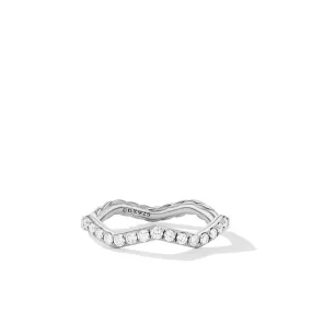 David Yurman Zig Zag Stax Ring in Sterling Silver with Diamonds, 2mm