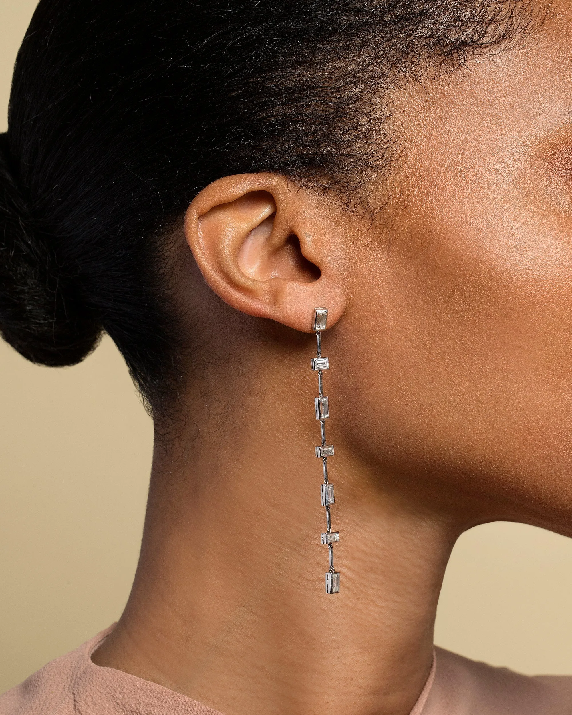 Diamond Baguette Drop Earrings