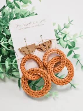 Double Rattan Dangle Earrings