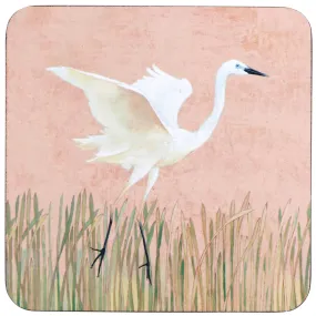 Egret Square Art Coasters - Set of 4