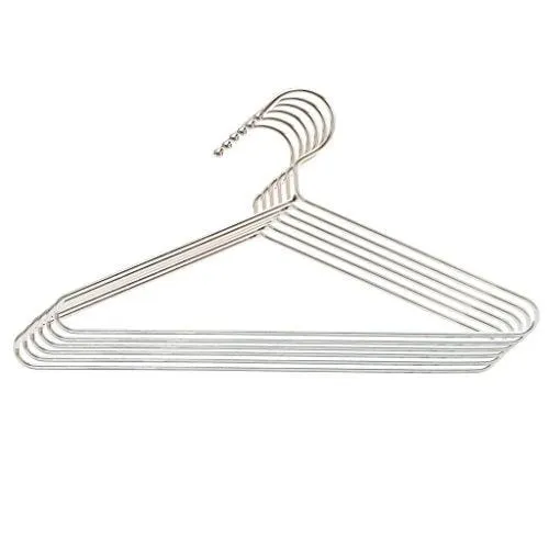 Embassy Stainless Steel Rust-Proof Shirt Hangers, Pack of 6 - 38x19 cms