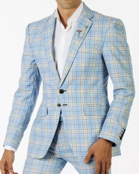 Fashion Suit for Men- Plaid Blue - Mens - 2022 - Suits