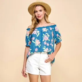 Floral Printed Top with Optional Off-Shoulder