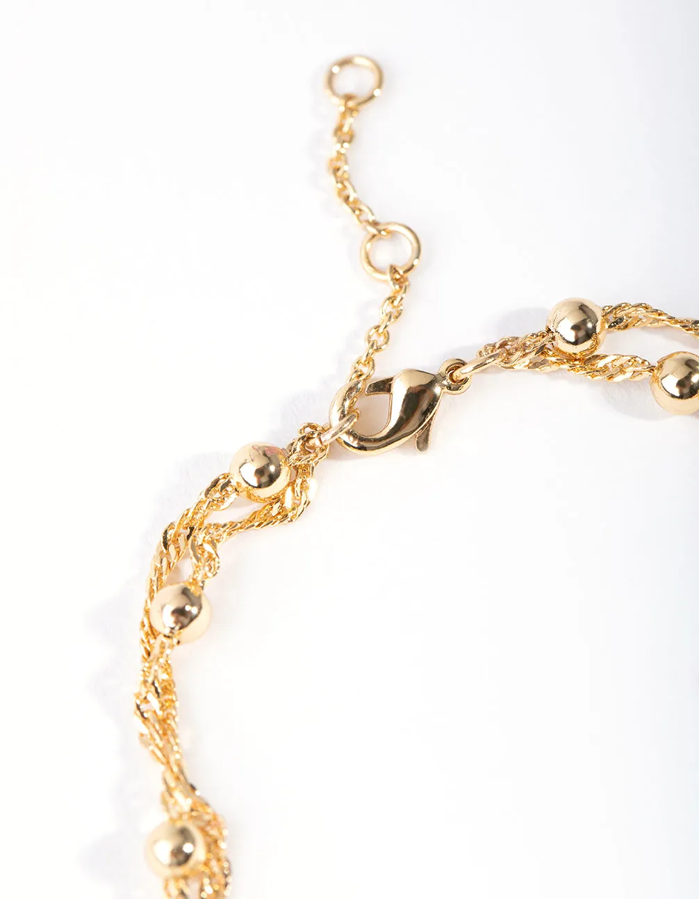 Gold Plated Double Chain & Ball Bracelet