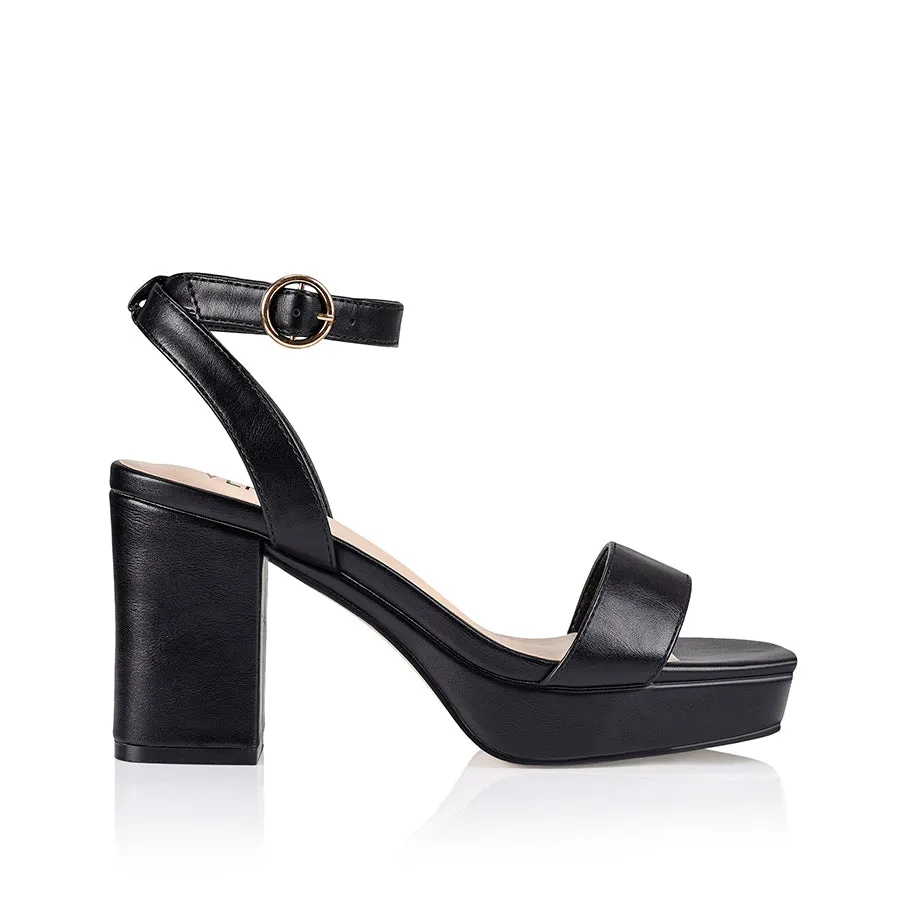 Hendy Platform Heels  - Black Smooth