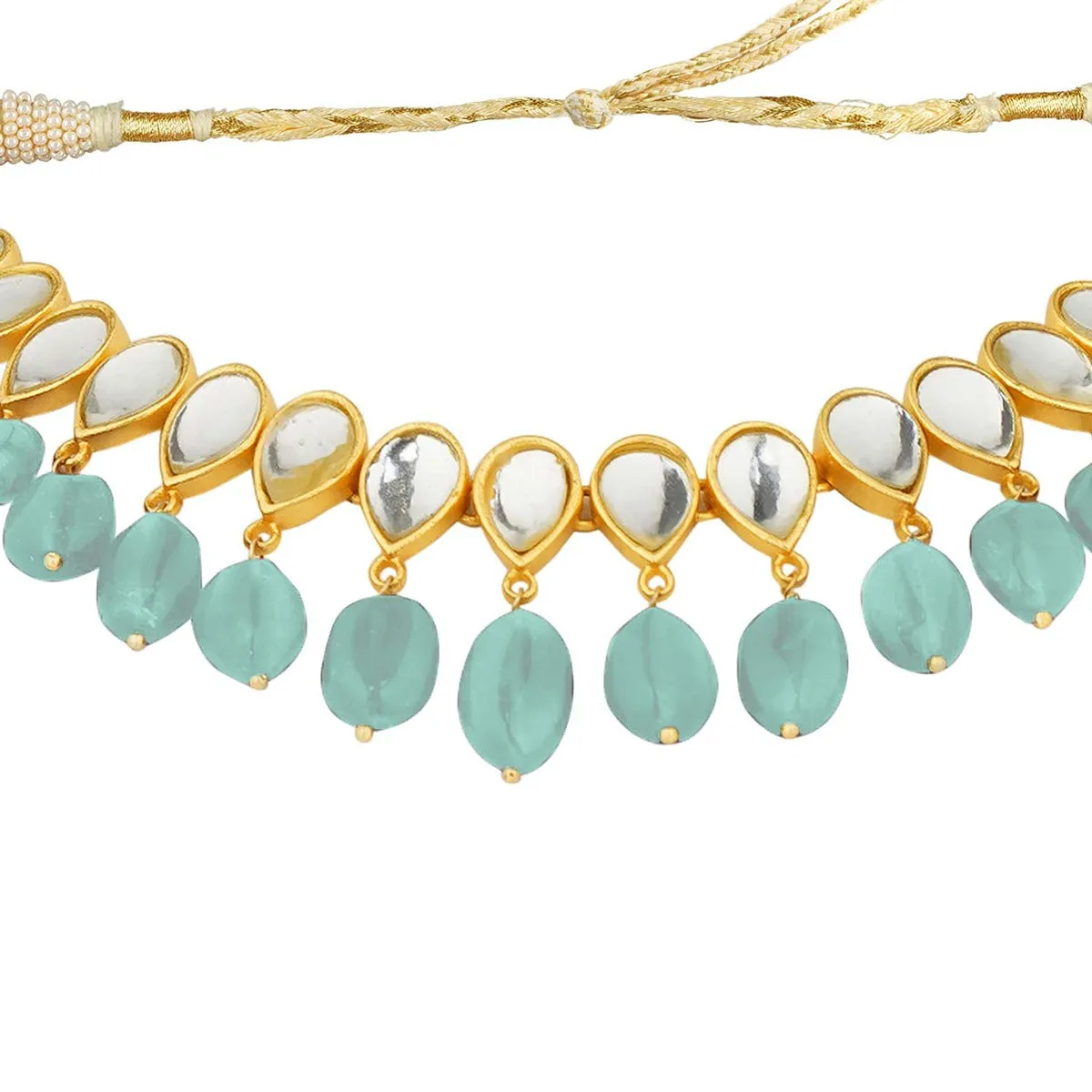 Jashn Choker Necklace - Aqua Green Hydro Quartz