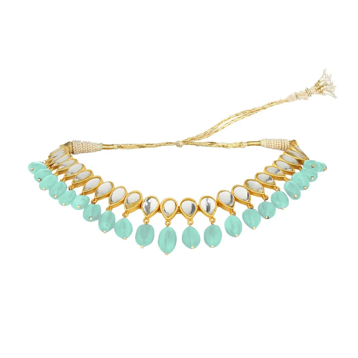 Jashn Choker Necklace - Aqua Green Hydro Quartz