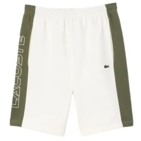 Lacoste Colorblock Fleece Shorts (White/Khaki Green) GH1434-51