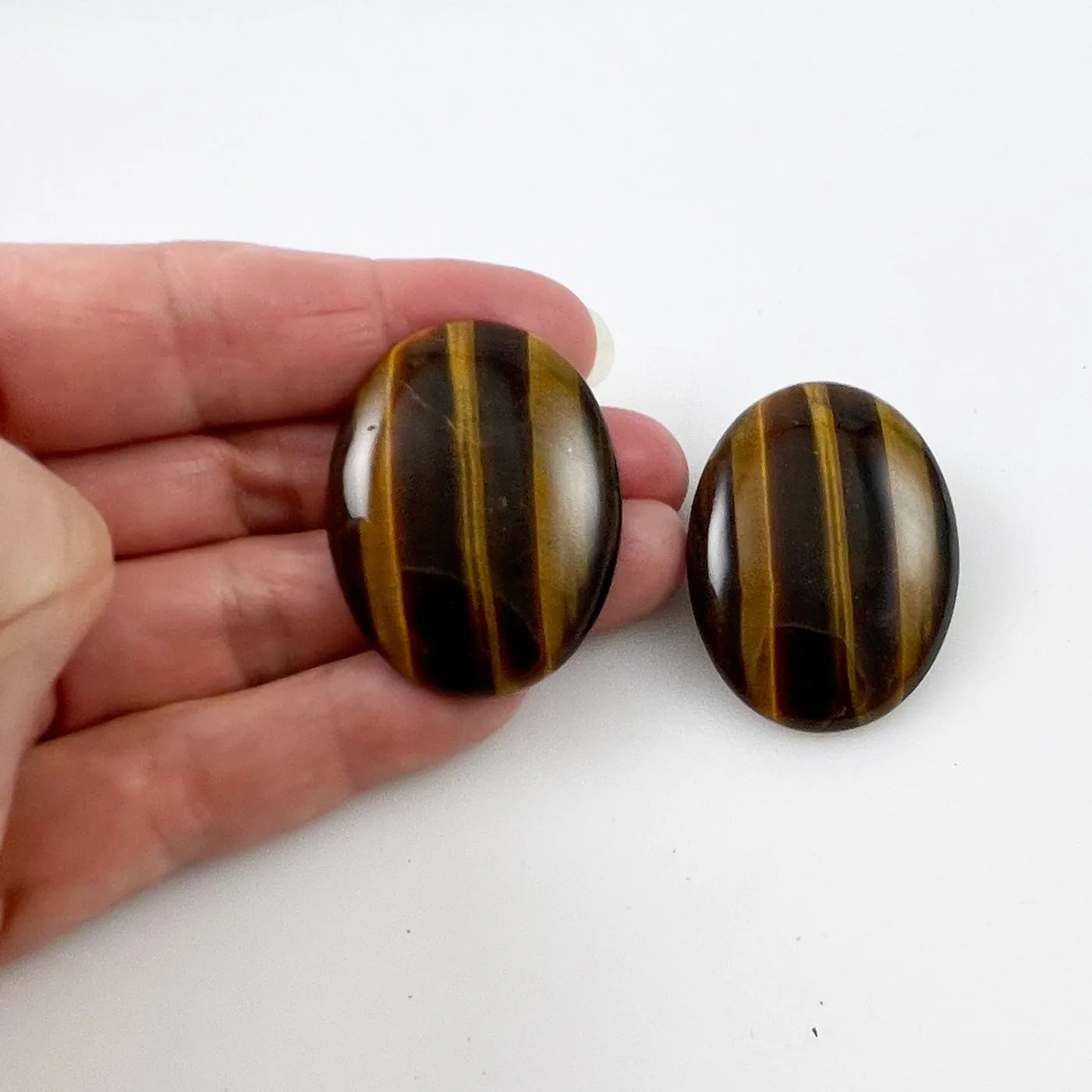 Large Tiger's Eye Pierced Earrings Vintage